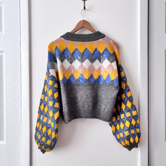 Zara Glittery Diamond Argyle Sweater - Picture 11 of 12